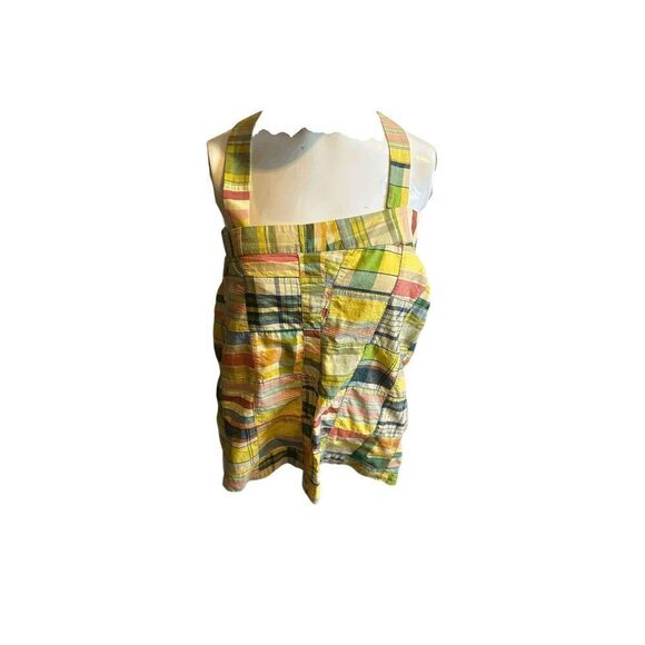 J. Crew Top Patch Work w/ Straps Criss Crossed on Back Sz 2 Cotton Multicolored - Picture 1 of 7